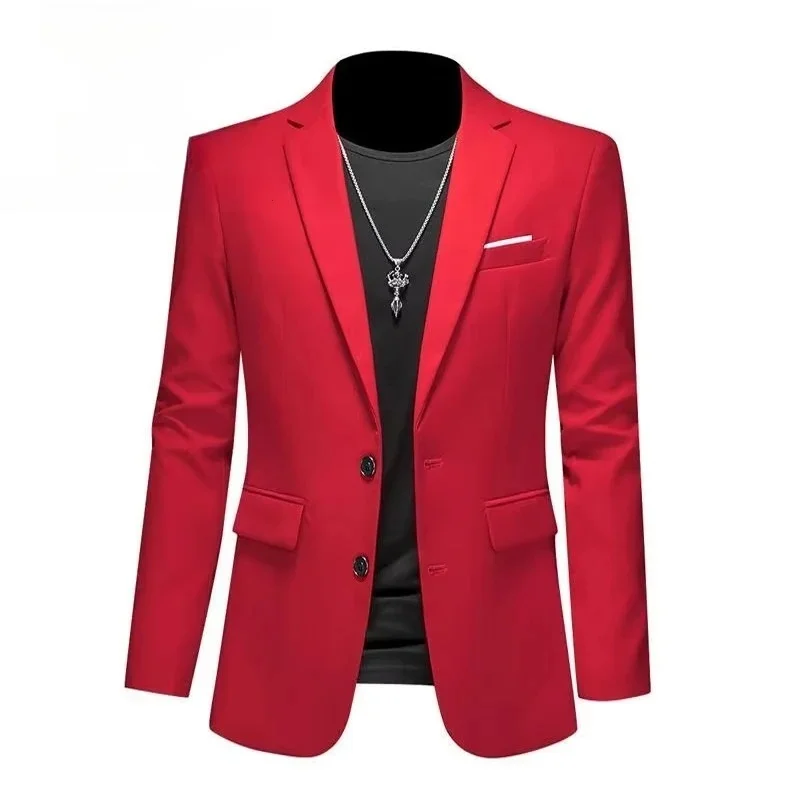 Weiße formelle Jacken für Herren, zwei Knöpfe, langärmelig, koreanische Herrenanzugjacken, Bürokleidung, Hochzeitsblazer – Detail 6