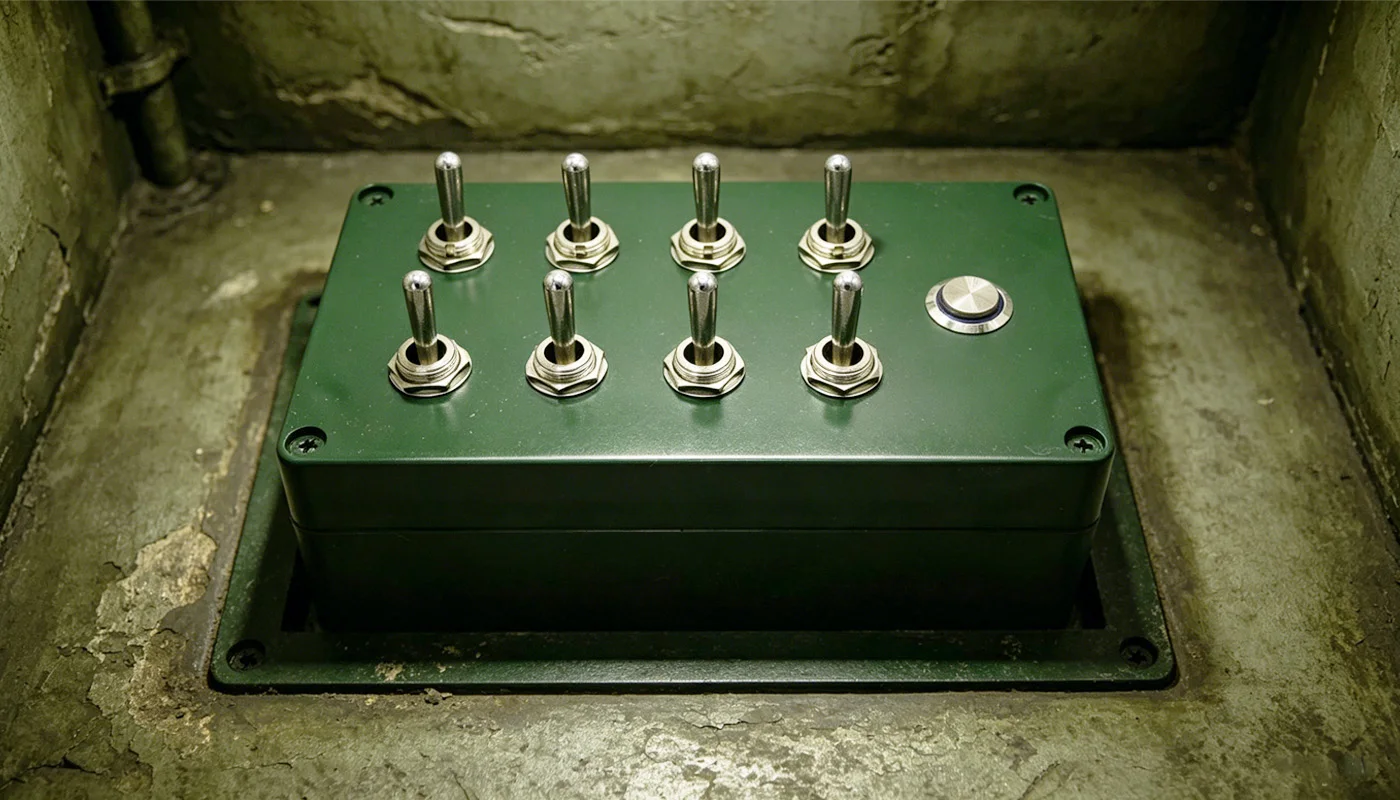 Mystery Studio Escape Room Spielmechanismus Requisiten Elektronisches Puzzle Hervorragende 1987 GY Schalterbox Requisite – Detail 3