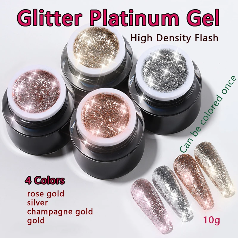 Vendeeni 4 cores/conjunto ouro prata alta densidade pó fino gel unha polonês uv led glitter platina pintura manicure laca