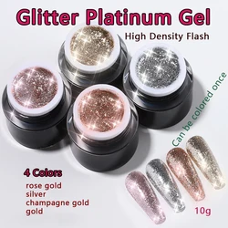Vendeeni 4 couleurs/ensemble or argent haute densité poudre Fine Gel vernis à ongles UV LED paillettes platine peinture manucure laque