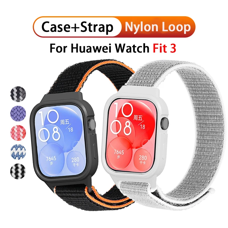 화웨이 워치 핏 3 스트랩 액세서리 케이스, 나일론 루프 교체 벨트, 손목 밴드, 스포츠 팔찌, 화웨이 워치 핏 3 커버
