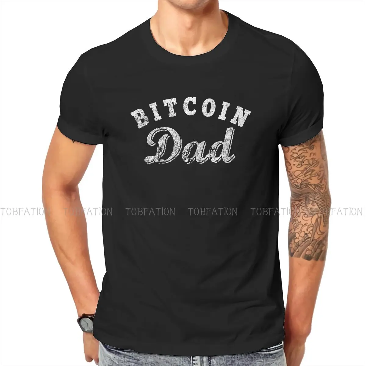 Dad Man's TShirt Bitcoin Cryptocurrency Miners Meme O Neck Tops Polyester T Shirt Humor Birthday Gifts