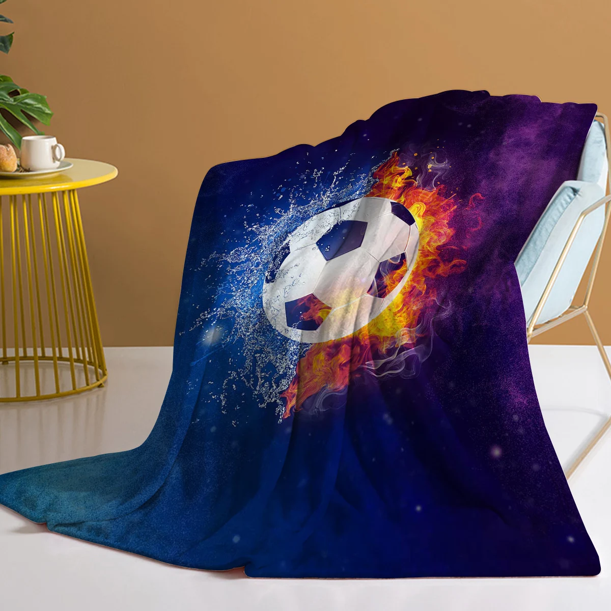 Football Fire and Water Throw Blanket Football Blanket Throw Gifts for Boys Girls Cozy Blanket for Couch Sofa Bed Living Room