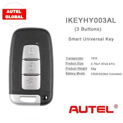 1PCS Autel IKEYHY003AL HY003AL Universal Smart Key 3 Buttons For Hyundai For Autel Smart Key For KM100 IM508 IM608 KM100E