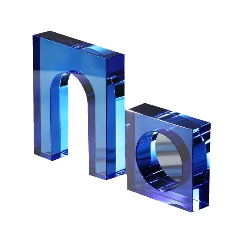 Modern minimalist and creative blue arch geometric crystal, model room clubhouse ornament