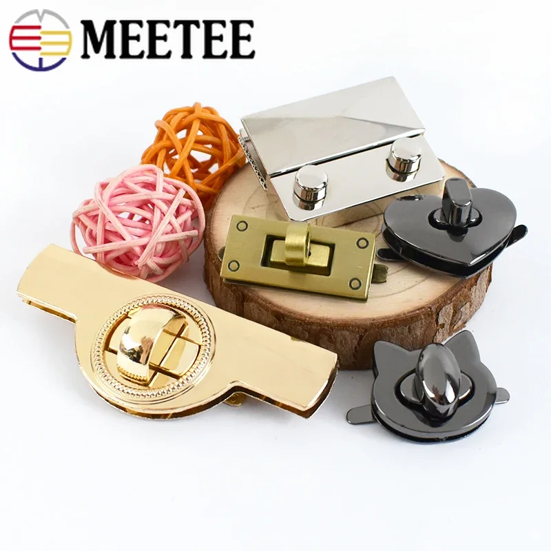 2Pcs Meetee Bag Twist Turn Lock Snap Metal Locks Buckle Handbag Decor Closure Clasp DIY Bags Replacement Hardware Accessories