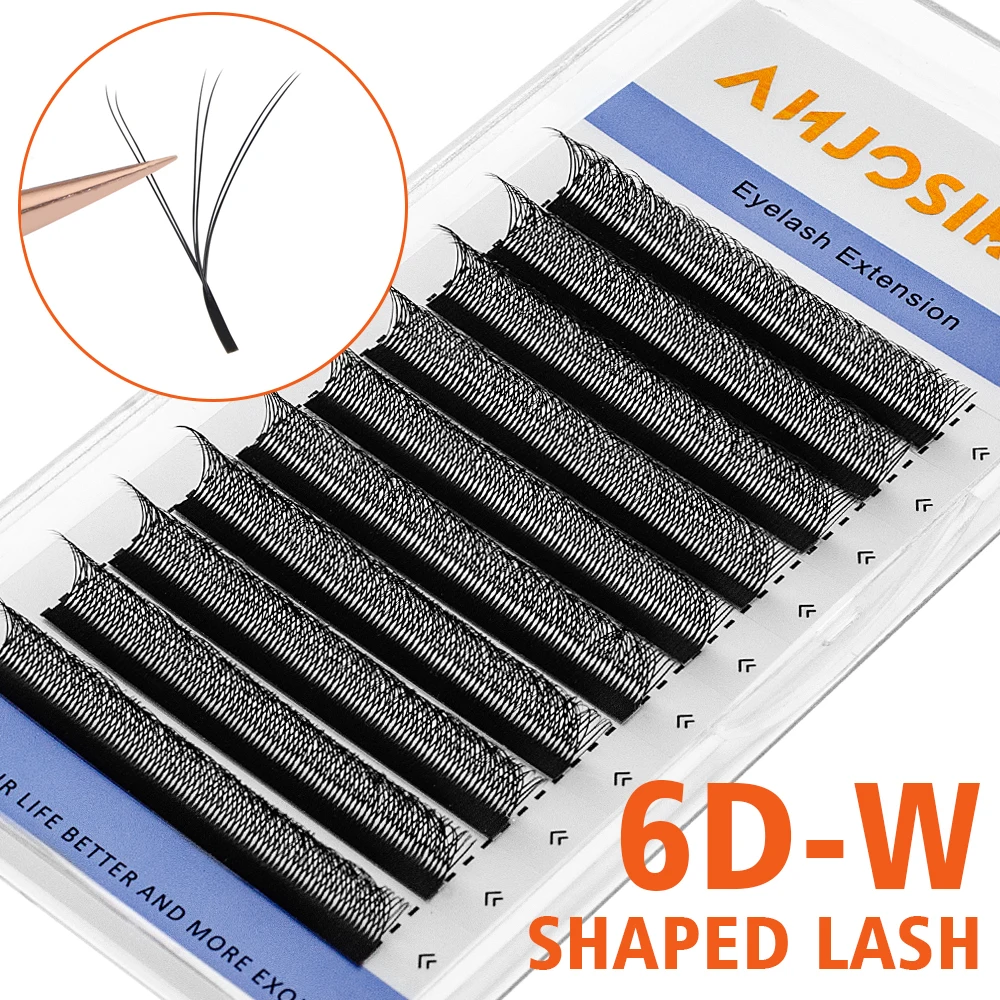 ANChain SIRMA-Extensions de cils en forme de W à floraison automatique, 6D préfabriquées, lumière naturelle douce, cils individuels volumineux