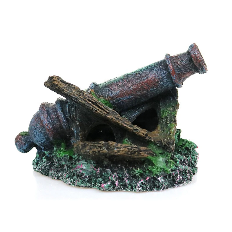 Fish Tank Landscape Cannon Military Ornament Armament Decoration Warcraft Wreck Aquarium Underwater Weapon Cave Shelter Wreckage