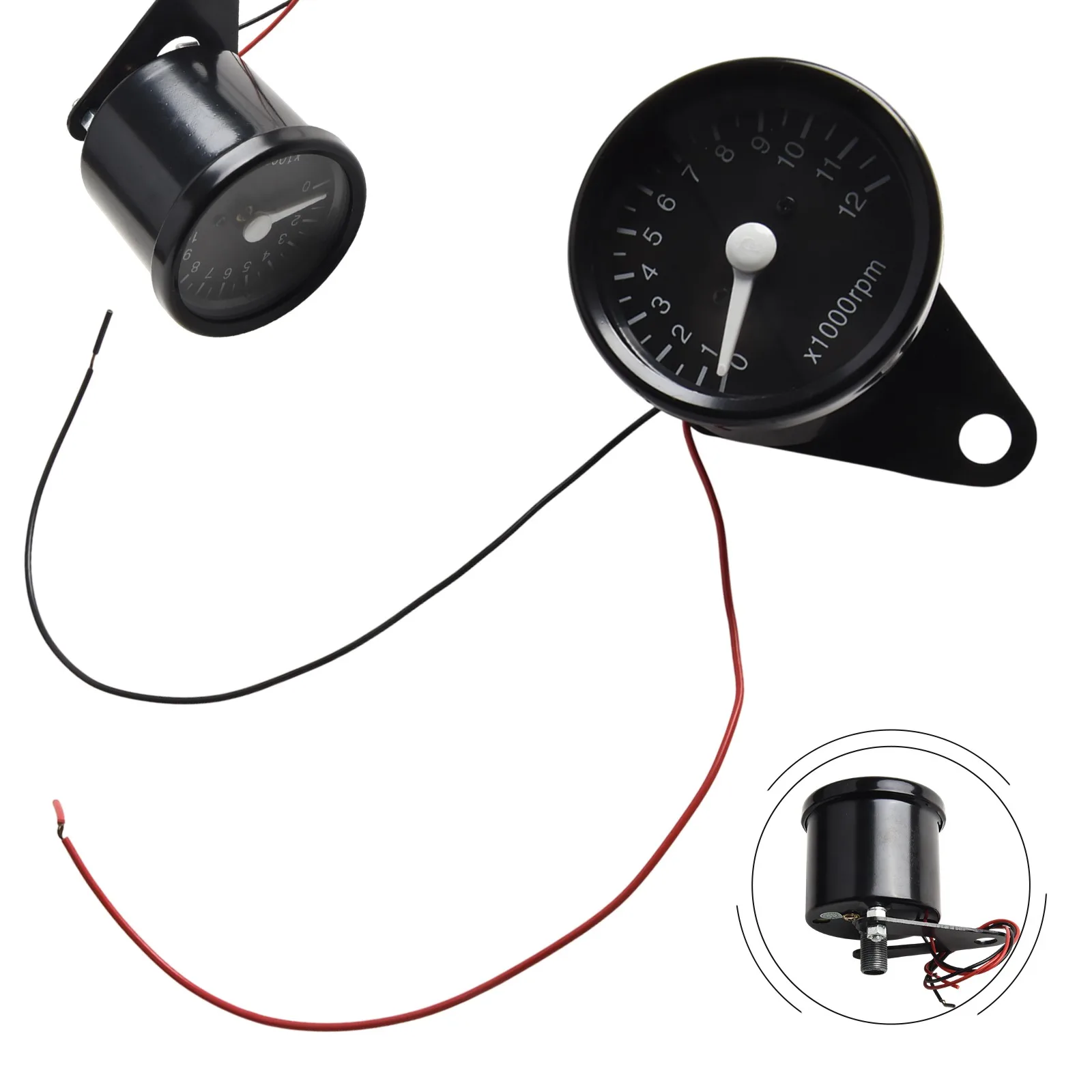 

Black Gauge 12V Tachometer Motorcycle Motor Bike Replacement Mounted Accessory 65mm Accessories Electronic 1pc
