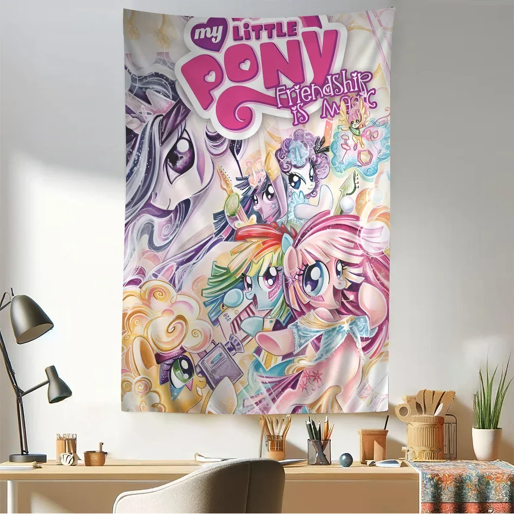 Cute M-My Cartoon P-Pony L-Little Anime Tapestry Hanging Tarot Hippie Wall Rugs Dorm Home Decor