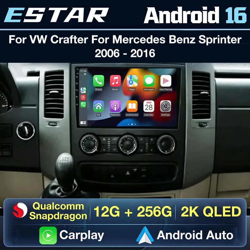 Android 16 Car Radio For VW Crafter For Mercedes Benz Sprinter GPS Navigation Intelligent System Autoradio 8 Core RDS 5G WiFi BT