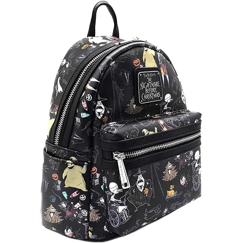 The Nightmare Before Christmas Allover Watercolor Character Print Mini Backpack Men\'s and Women\'s Backpack Casual Schoolbag