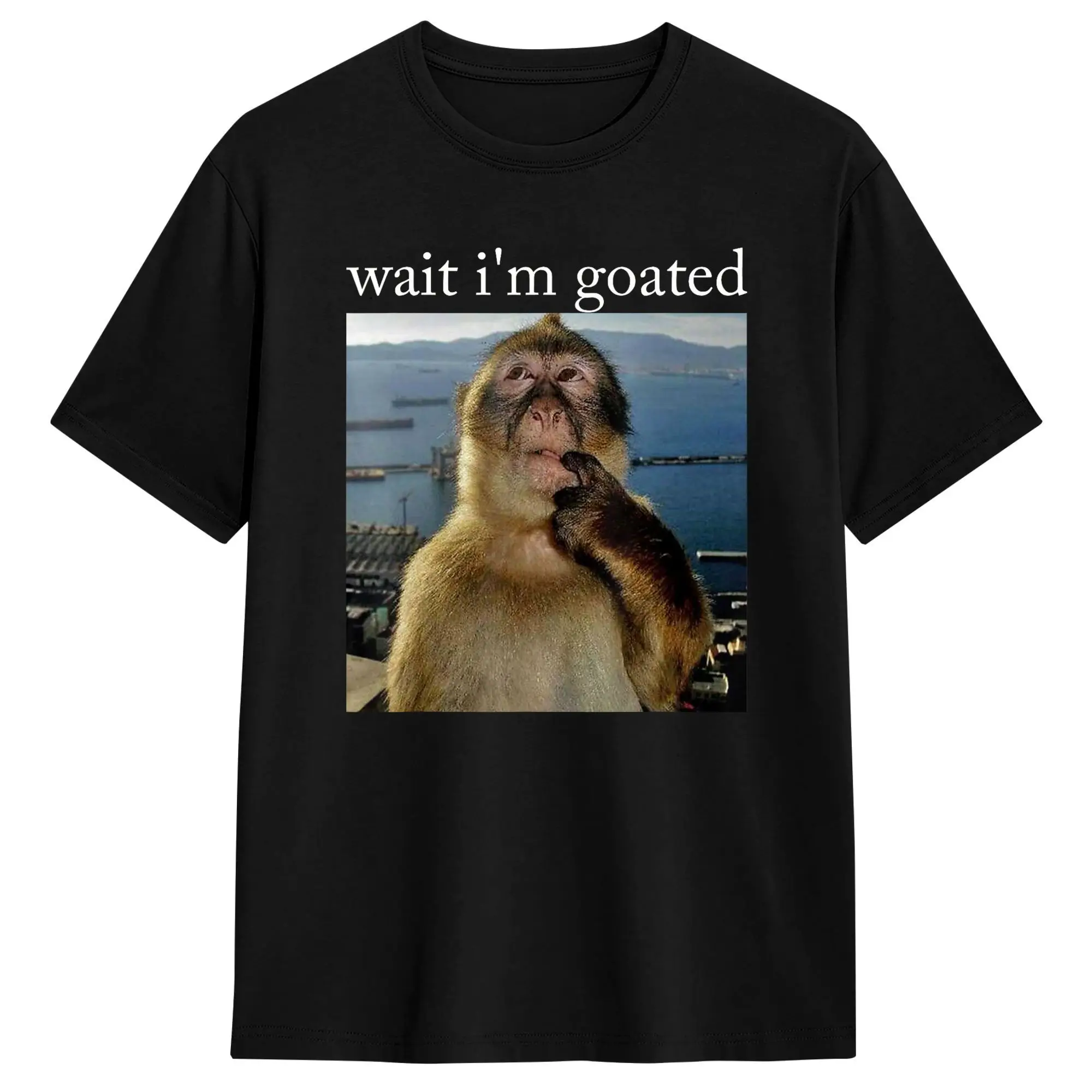 T-shirt humoristique « IM Goated » avec motif singe, cadeau « Brainrot », 100 % coton, pour homme, collection été