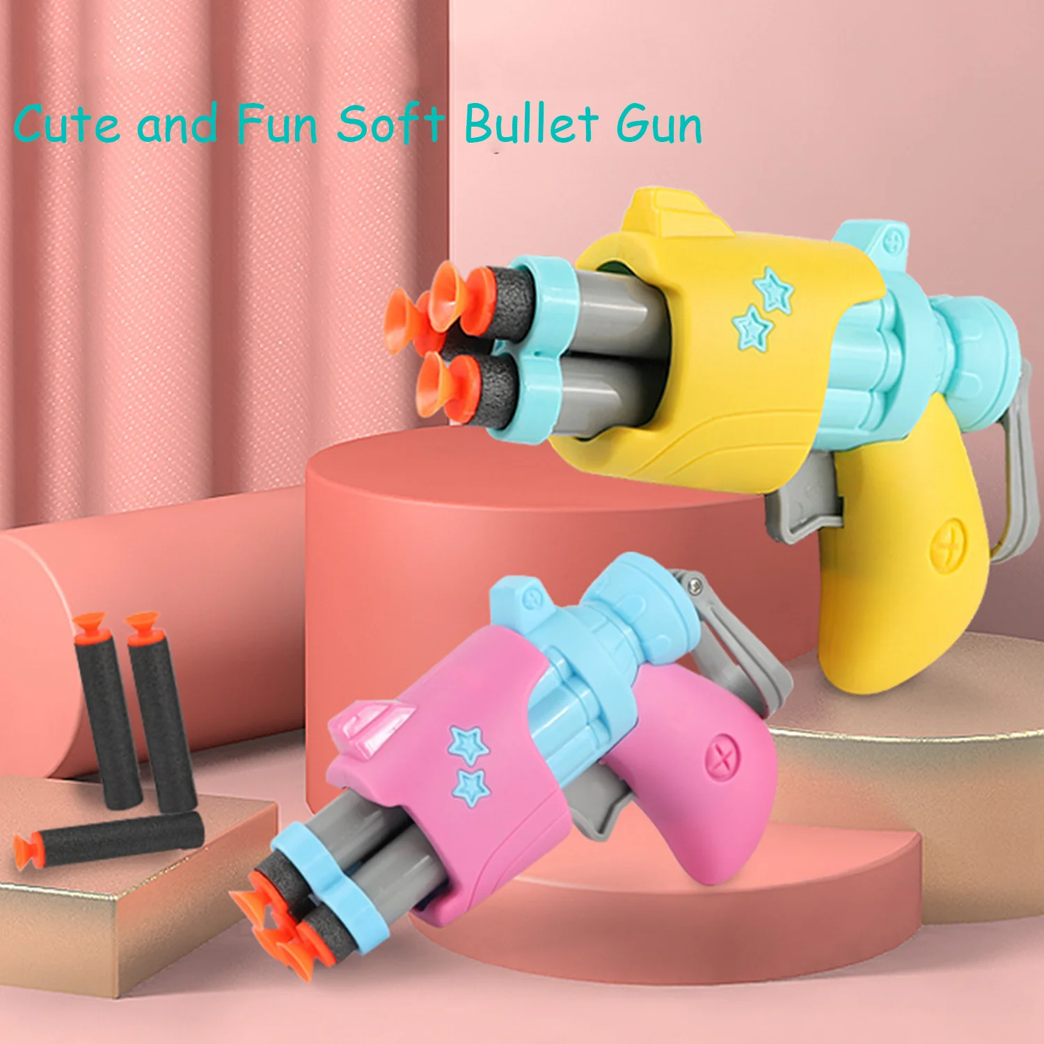 Soft bullet Q cute soft bullet gun cartoon, three hole rotating three bullets, indoor and outdoor parent-child interaction