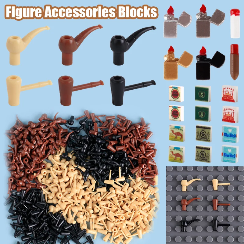 City Cigarette Lighter 3D Printed Building Blocks MOC Medieval Pipe Cigar Military Soldier Figures Accessories Bricks Toy Gifts