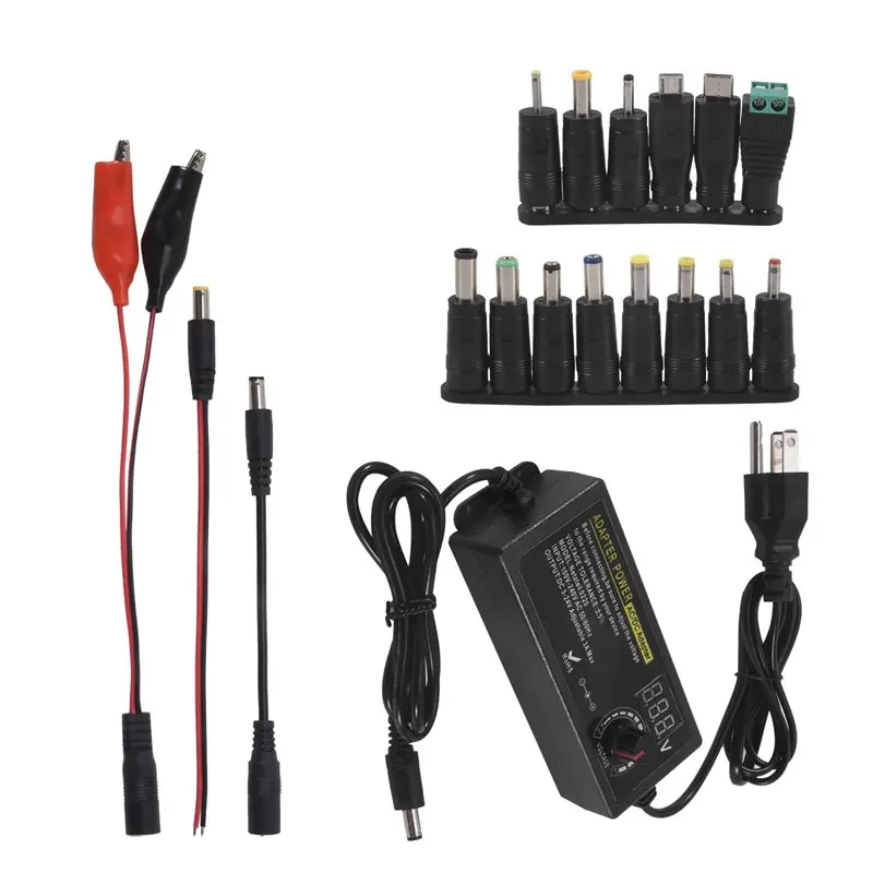 A74E-Power Supply 3V-24V 3A 72W Adjustable Variable 3V 5V 6V 9V 12V 18V 20V 24V AC/DC, 100V-240V AC To DC Converter US Plug