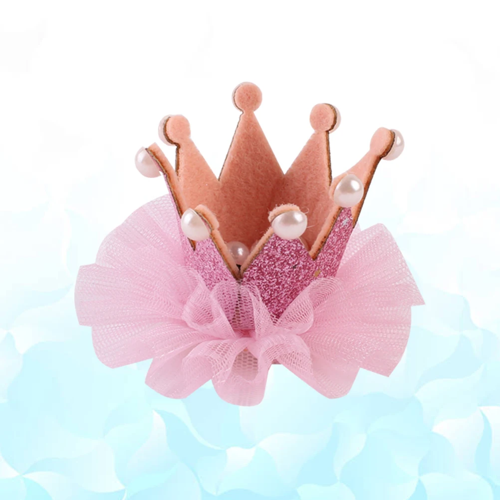

Lace Three-Dimensional Crown Hairpin Pink Color Simple Lovely Appearance Good Accessory Girls Women Wedding Party Decoration