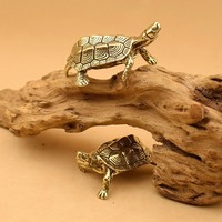 Brass Longevity Turtle Figure Home Decor Desktop Ornament Nafu Turtle Bronze Carving Crafts Cultural Toys Tea Pet Ornament