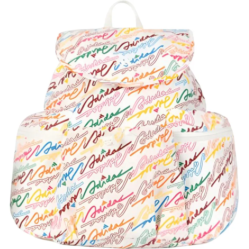 Adidas KS0291 Ladies All Over Print Backpack Multi Color Adjustable Straps Zipper Pocket Casual School Sports Travel Daypack Fre