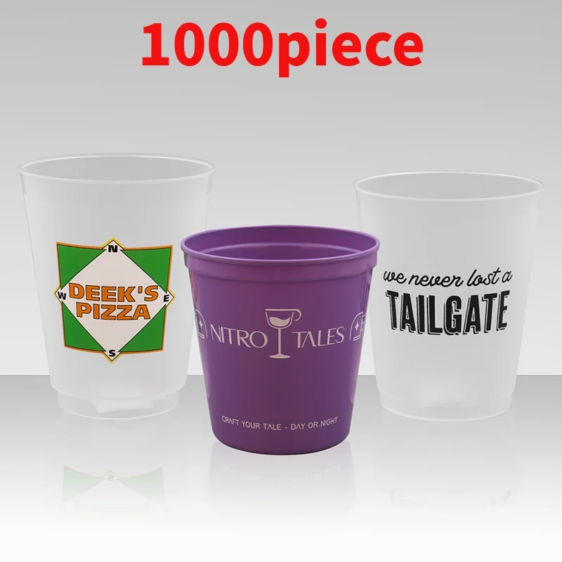 

10 00piece.Custom.Custom logo printing 16oz 12oz reusable frosted plastic stadium cups PP hard plastic drinking party cup