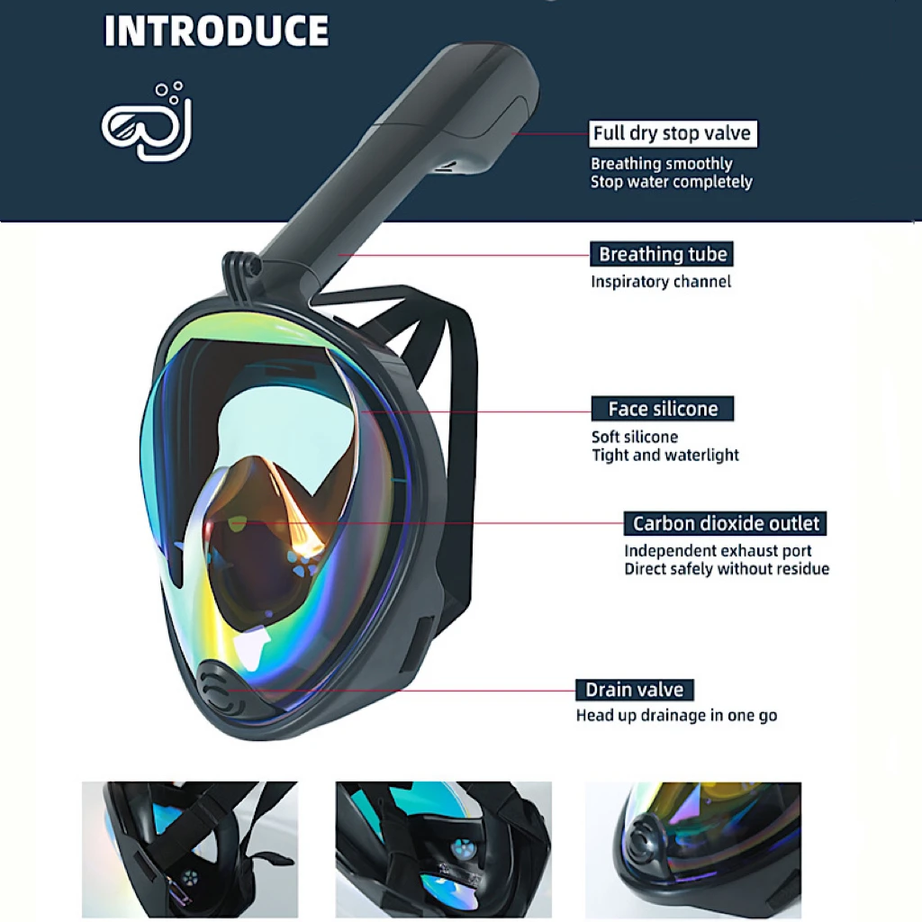 New Full Face Scuba Diving Mask Anti-fog Anti-UV Goggles With Camera Stand Under Water Wide Field Snorkeling Swimming Mask