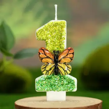 0-9數字蛋糕蠟燭創意趣味生日蠟燭綠色蝴蝶蛋糕蠟燭大豆蠟生日派對蛋糕裝飾 10 最佳銷售 蝴蝶蠟燭 - №9