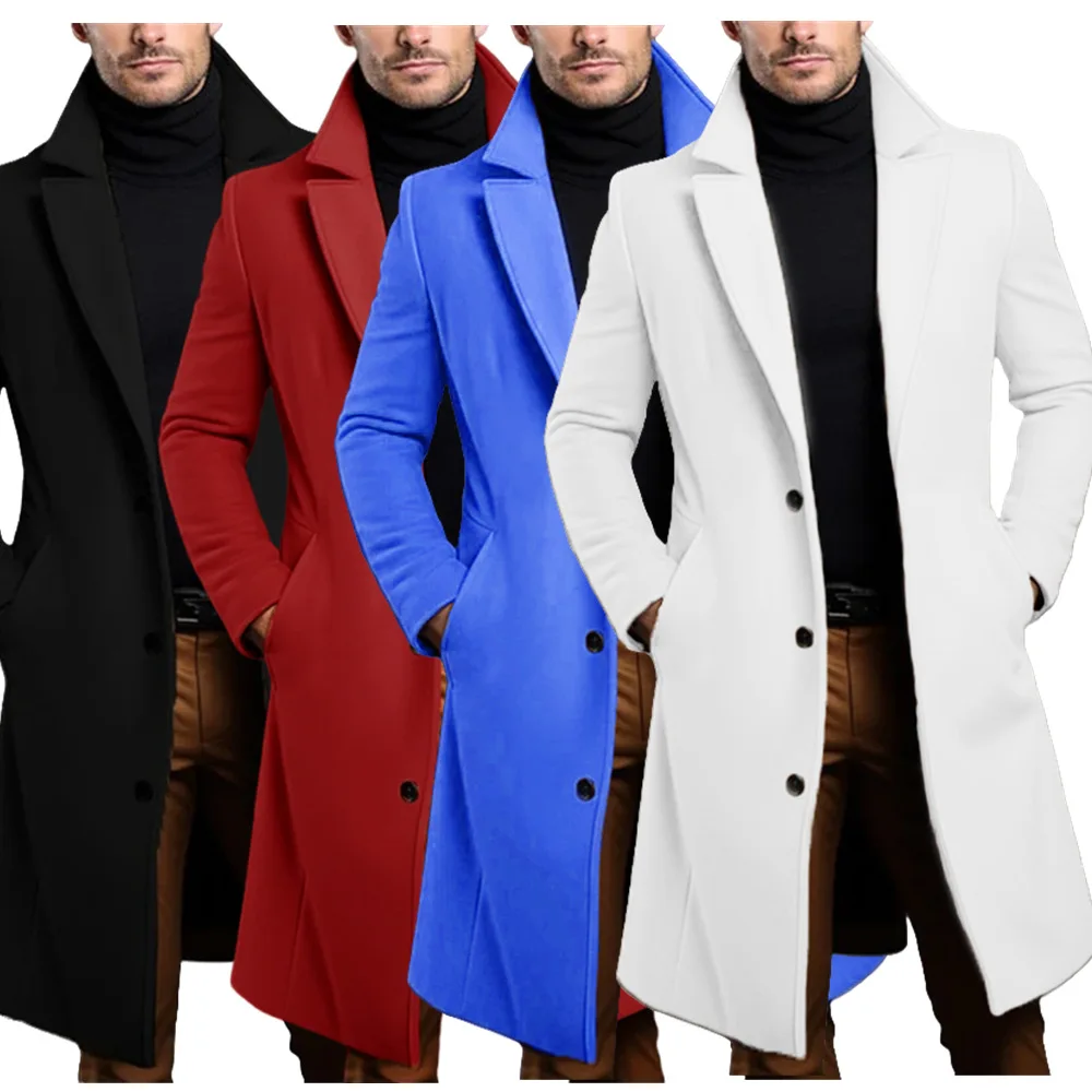 New Woolen Coat Men's Woolen Coat Single-breasted Medium And Long
