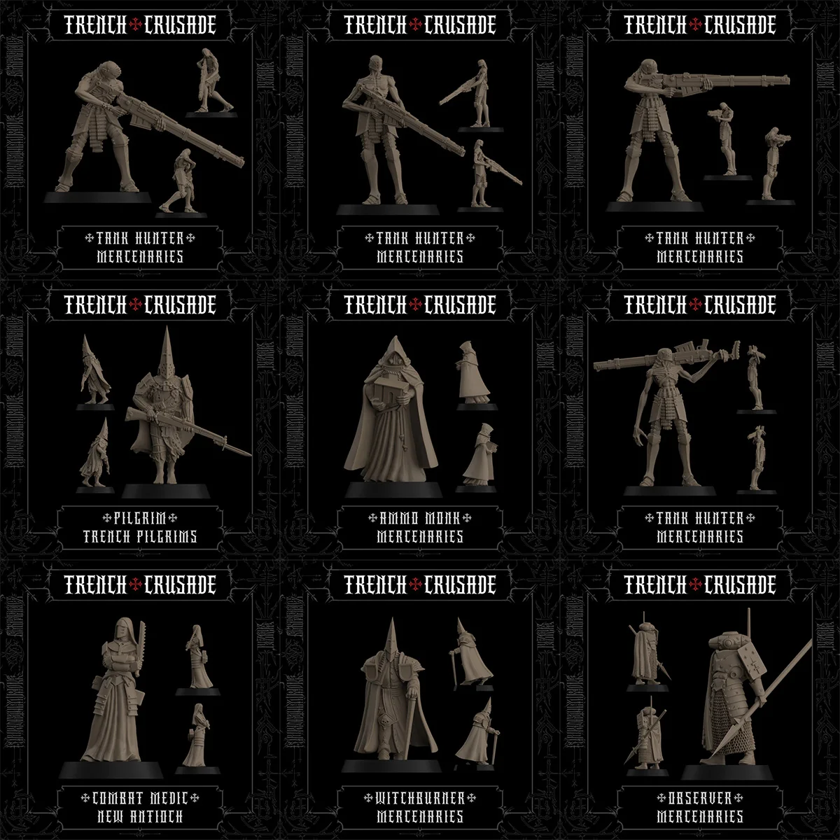 Church Hireling Tank Killer Trench Doctor Ammunition Monk Crusader Run Game Chess Piece Model Static Collectible Adult Toy