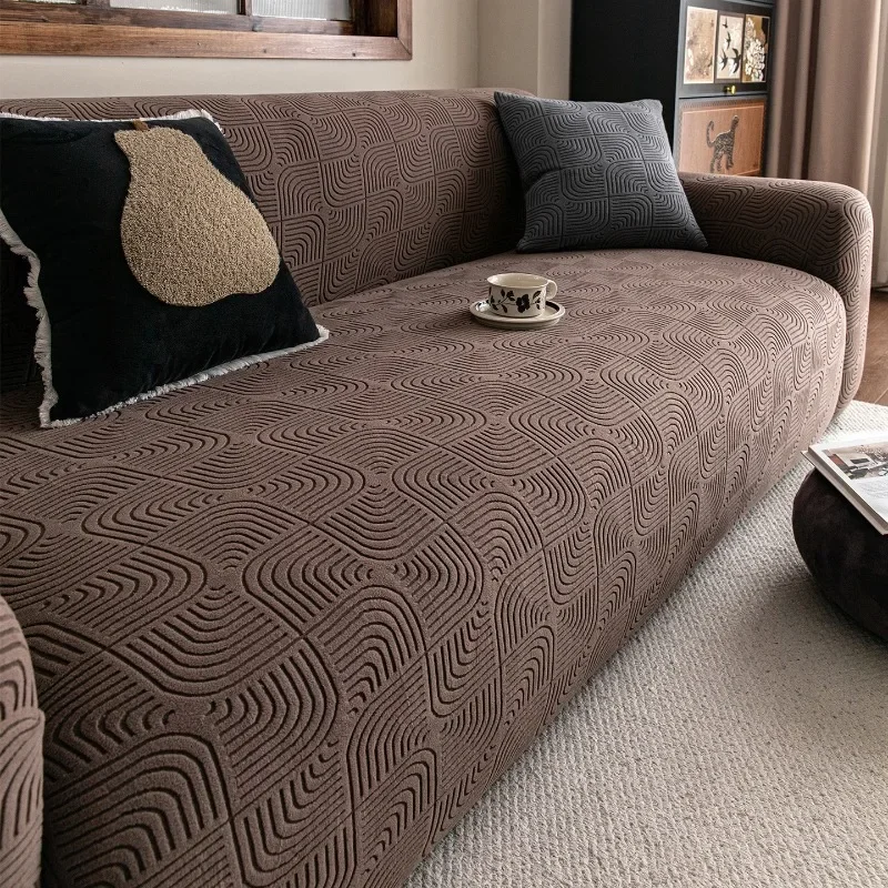 1pcs Coffee Retro Thickened Couch Cover All Inclusive 3D Jacquard Anti Cat Scratch Sofa Protect Cushion Chenille Dust Sofa Towel