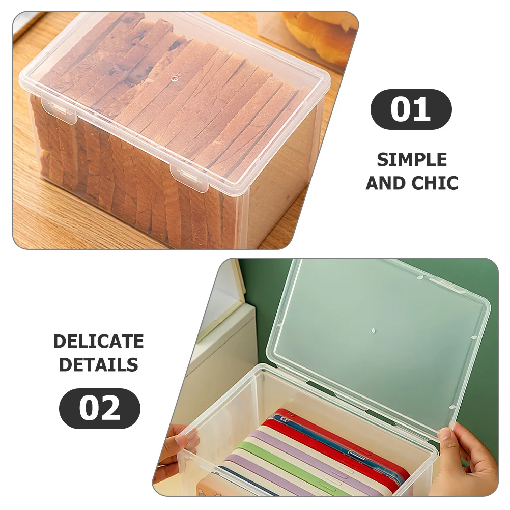

2Pcs Clear Food Box Plastic Bread Storage Containers for Fridge Kitchen Organizer Simple Appearance Bread Storage Box