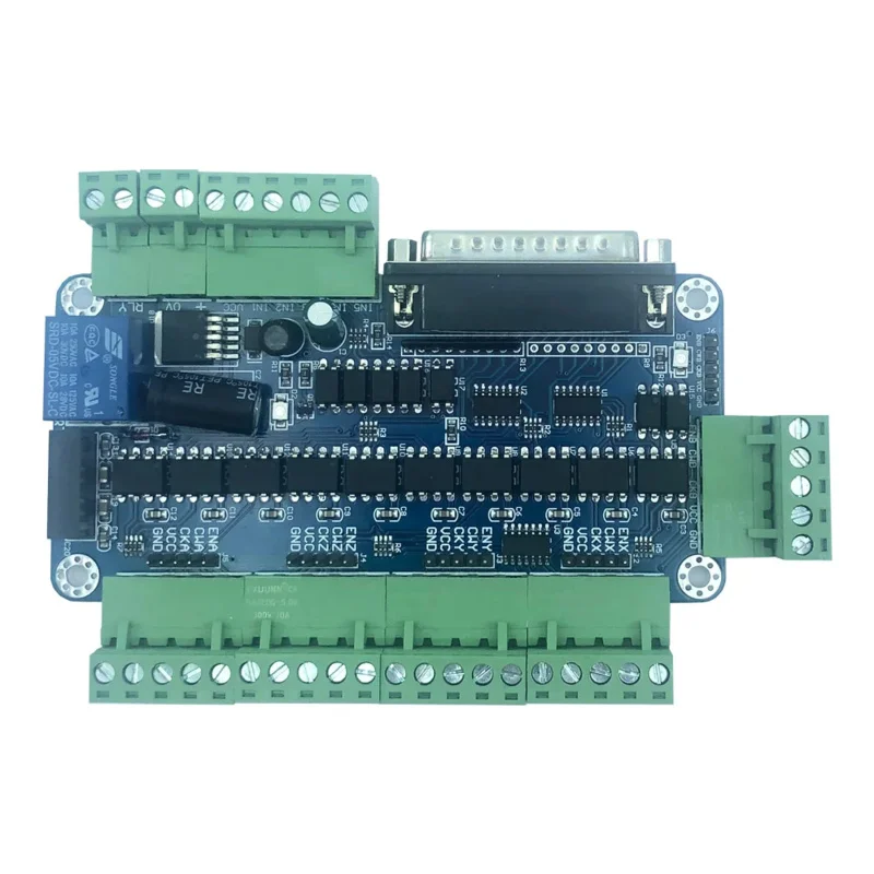 5-axis parallel port control card supports MACH3, KCAM4, EMC2, can be connected to DC 12V-36V power supply, and can share power