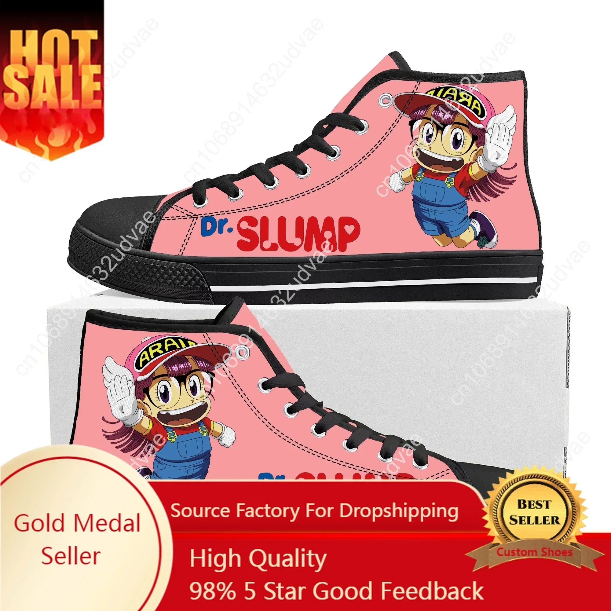 Japan Anime Manga Cartoon A-Arale Dr Slump High Top Sneakers Mens Womens Canvas Sneaker Casual Couple Shoes Custom Shoe