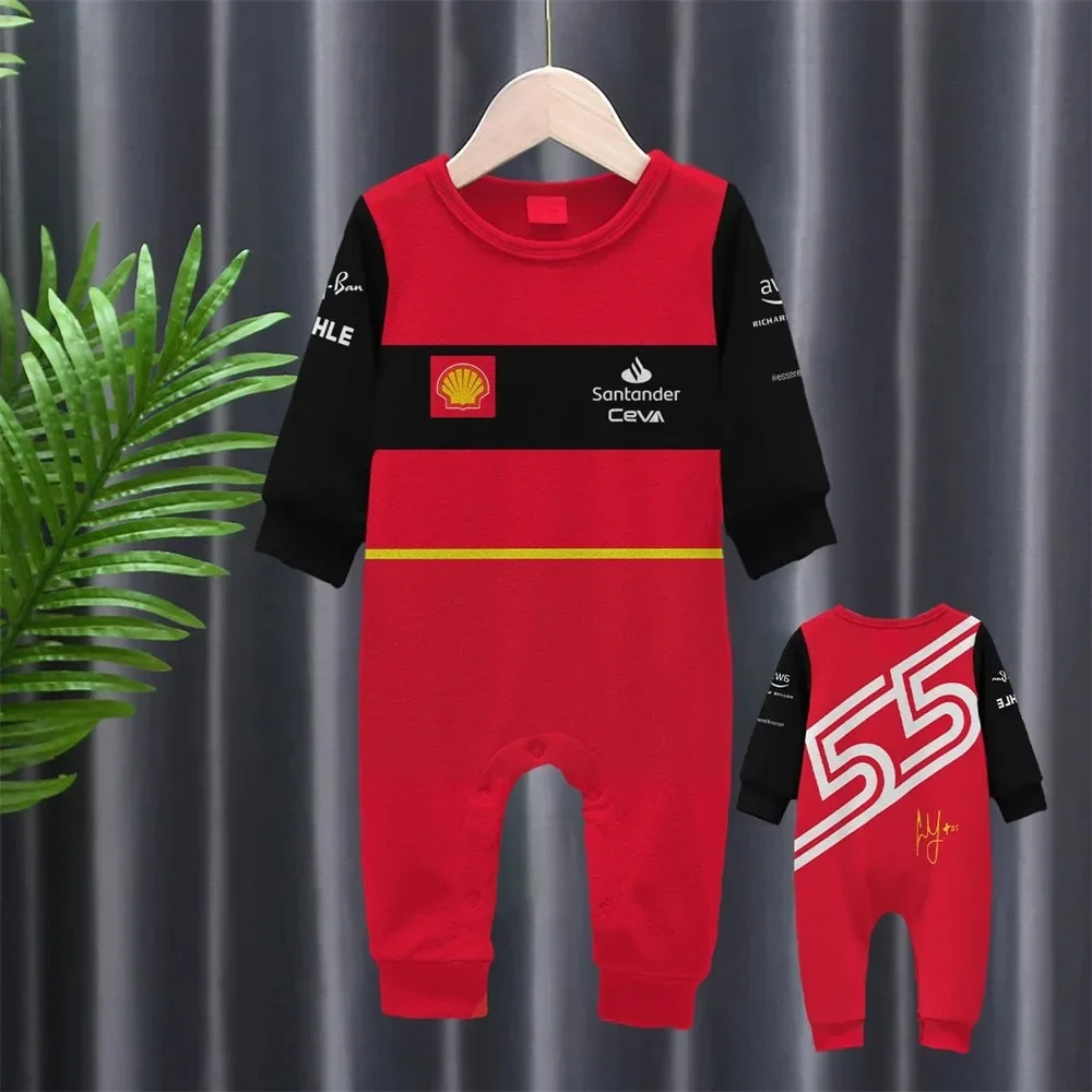 2024 New Season F1 Racing F1_75 Model 16 55 Driver Baby Jumpsuit Red Extreme Sports Fan Romper Indoo