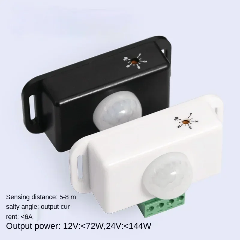 DC 12V 24V 8A Automatic Adjust PIR Motion Sensor Switch IR Infrared Detector Light Switch Module for LED Strip Light Lamp Cables