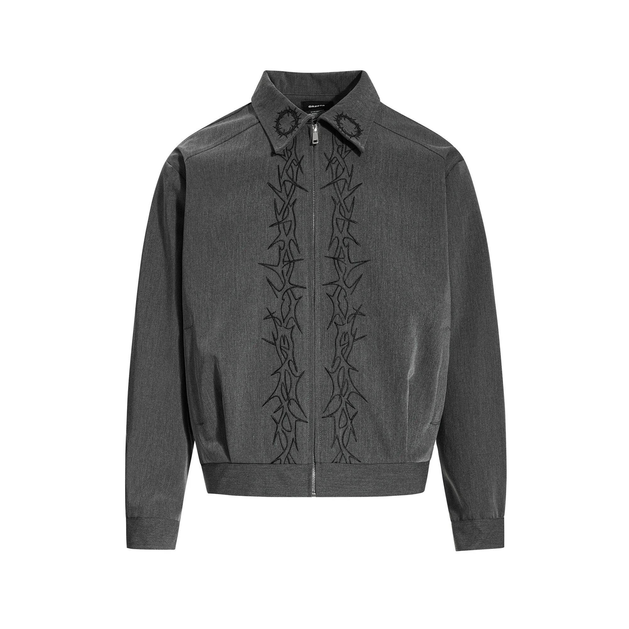 

Готическая куртка с вышивкой, свободного кроя, унисекс, женская модель, из полиэстера, с длинными рукавами, короткое пальто на молнии