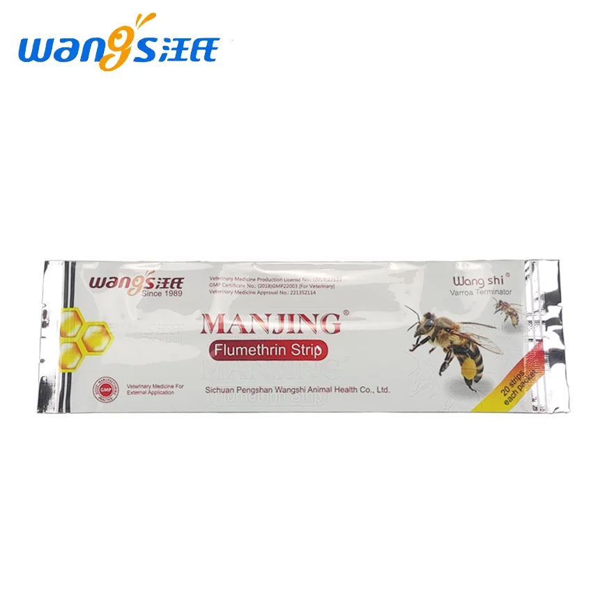 Wangshi Manjing 20 Strips Flumethrin Strips Apiculture Varroa Treatment Beekeeping Supplies Medicine for Bees