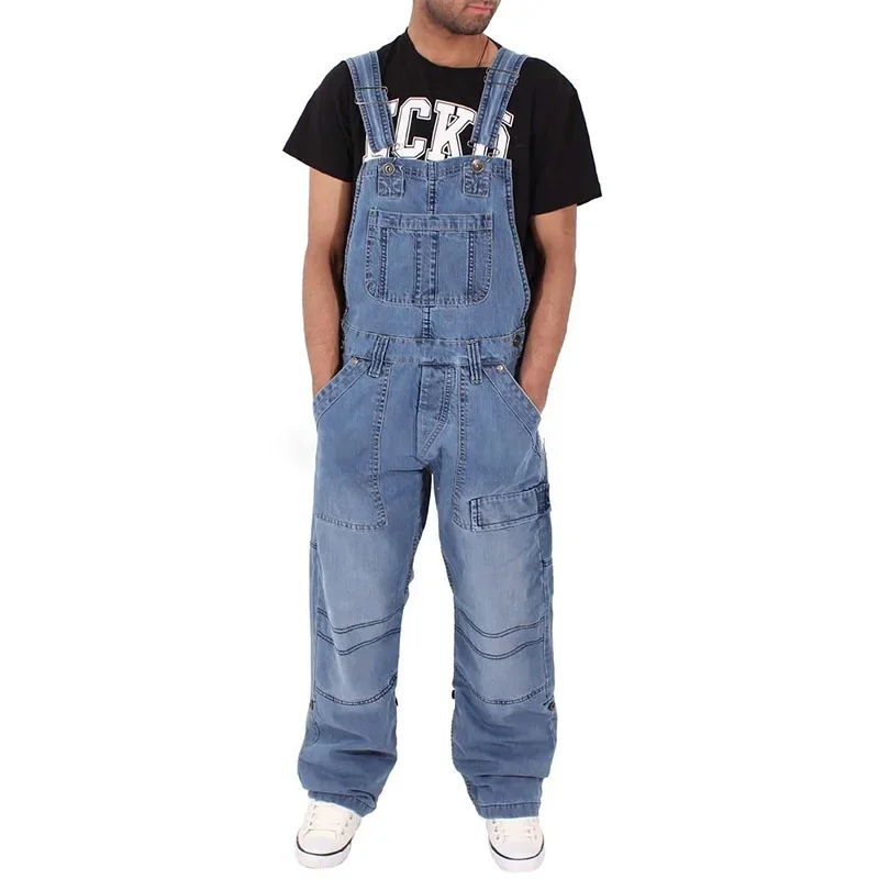 

Pop All-match Work Pants For Science And Engineering Men. Men's Denim Suspender Pants. Fashionable, Simple And Loose Jeans. S-5X