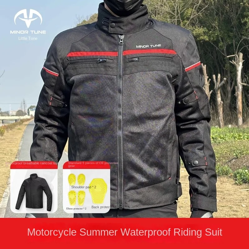 

MINOR TUNE Summer Cycling Clothes Motorcycle Jacket Locomotive Waterproof and Drop-proof Mesh Breathable Ce2 Protective Clothing