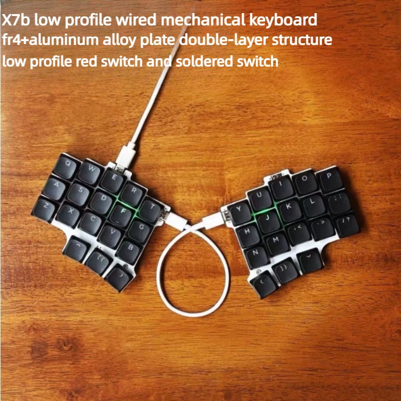 X7b Low Profile Wired Split Keyboard Customized RGB Soldered Red Switch Spilt Mechanical Keyboard Ergonomics VIAL 9-layer Layout