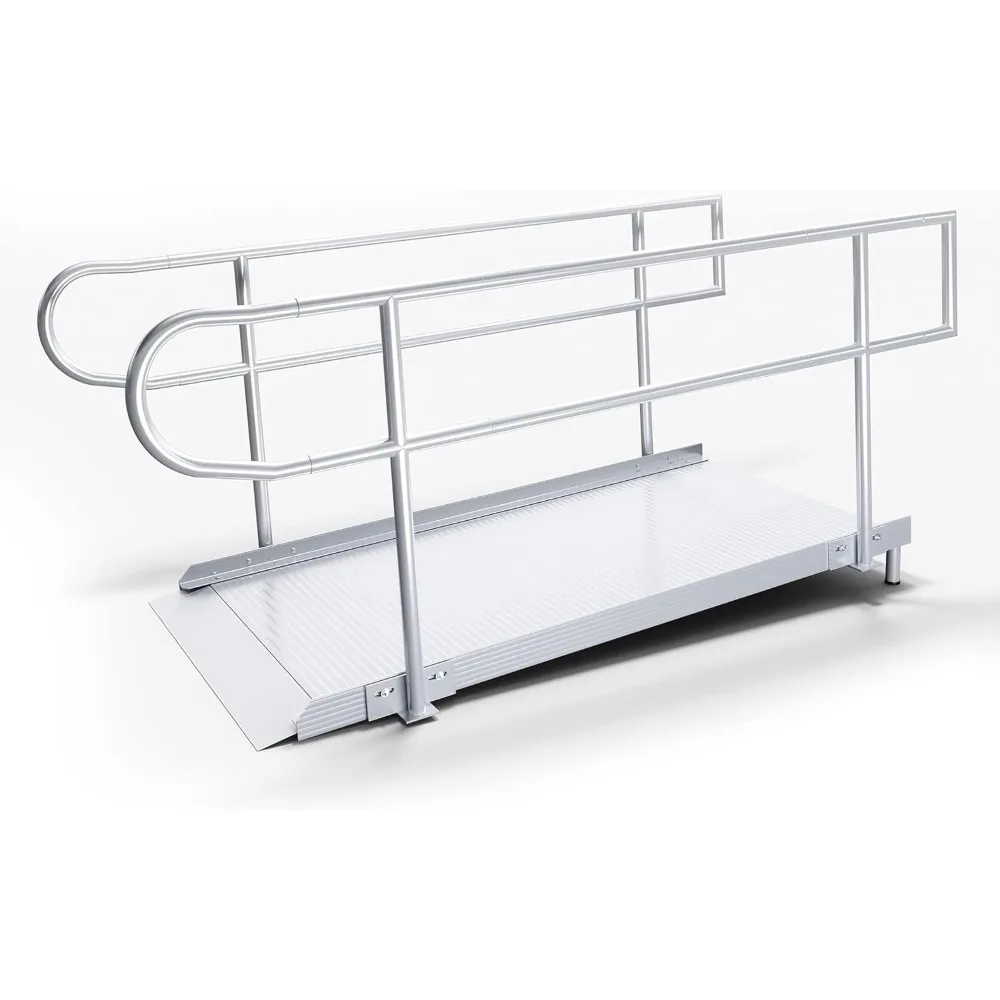 Rampit USA Empower Series Rampa semi-portátil para cadeira de rodas de alumínio de 36 polegadas de largura com pernas (rampa e corrimãos, 72 polegadas)