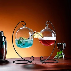 Creative Cocktail Glasses Cups Personalized Hanging Glass Drink Cup Round Ball Shape Cocktail Glass Cup Drinkware Accessories