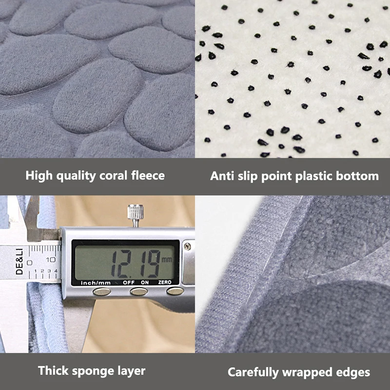 Minimalism 40*60cm Non-slip Carpets Cobblestone Embossed Bathroom Mat Bathtub Side Floor Rug Absorbent Doormat Carpet Washable