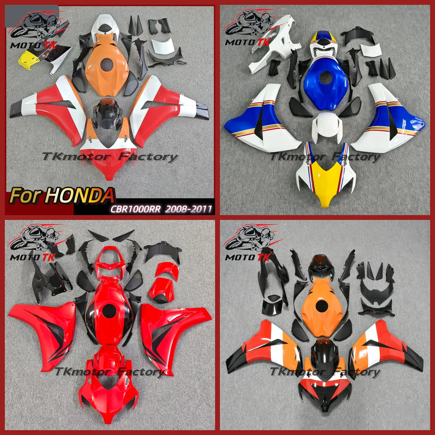 ABS Injection Motorcycle Fairing Kit Fit For HONDA CBR1000RR CBR 1000 RR 2008-2011 White Red Blue Black Orange Bodywork Set