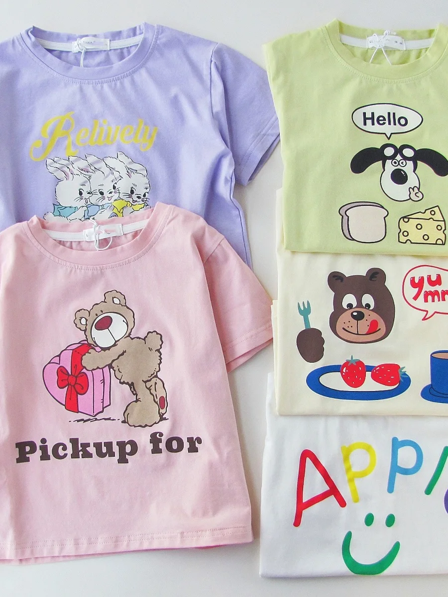 

Летняя детская футболка, мягкая свободная футболка с рисунком ор Све ex, детский топ, тонкий, впитывающий пот, дышащий, модный, из смеси хлопка