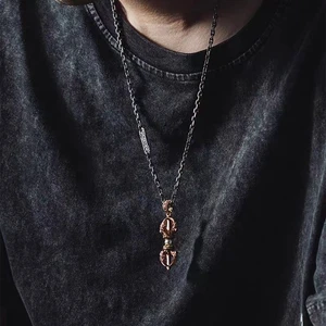 Vintage Buddha Dharma Kapal Pengusiran Setan Vajra Liontin Kalung untuk Pria Kalung Agama Amulet Aksesori Hadiah 12 kalung vajra penjualan terbaik - №
