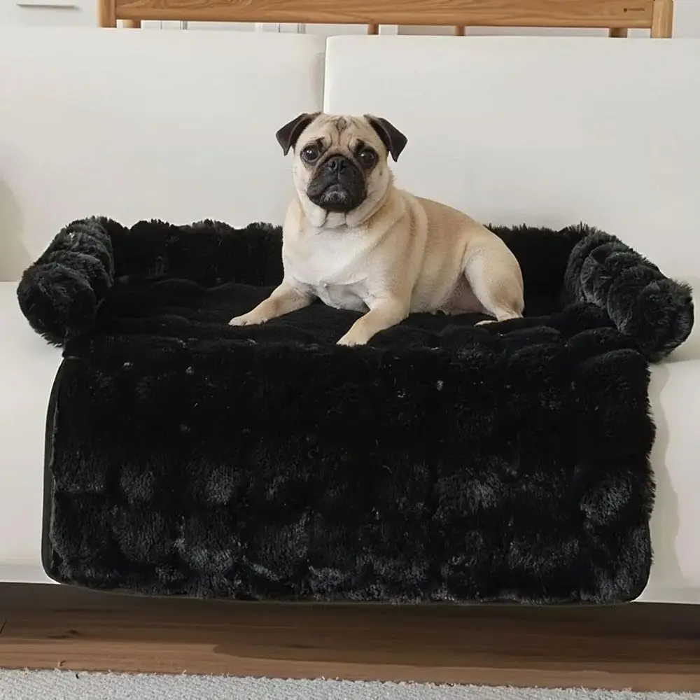 

Плюшевый противоскользящий моющийся чехол для дивана для домашних животных, удобный теплый чехол для дивана, простой в уходе защитный чехол для мебели (черный, 29,5 x 29,5 дюймов)