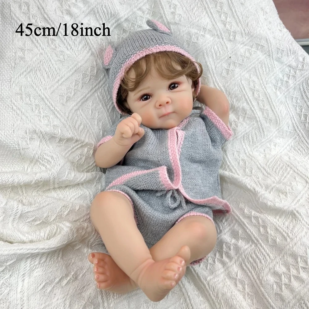 BZDOLL 45CM 18INCH Lifelike Reborn Baby Doll, Vinyl Limbs Cloth Body Doll Toy, Fashion Play House Bedtime Toy Perfect Kid's Gift
