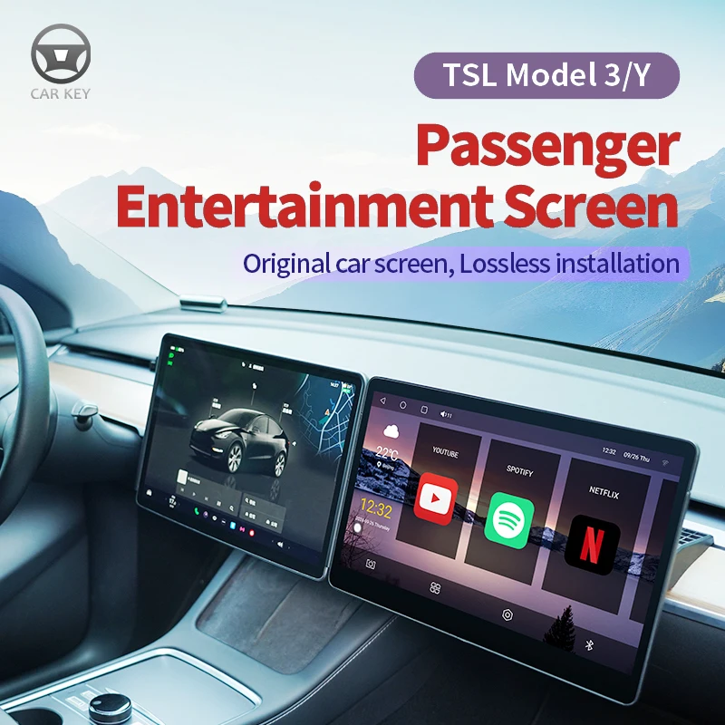 Modify Car Digital Screen 15.6Inch For Tesla Model 3/Y 2019-2024 Co Pilot Dedicated Entertainment Screen Multimedia Video Player