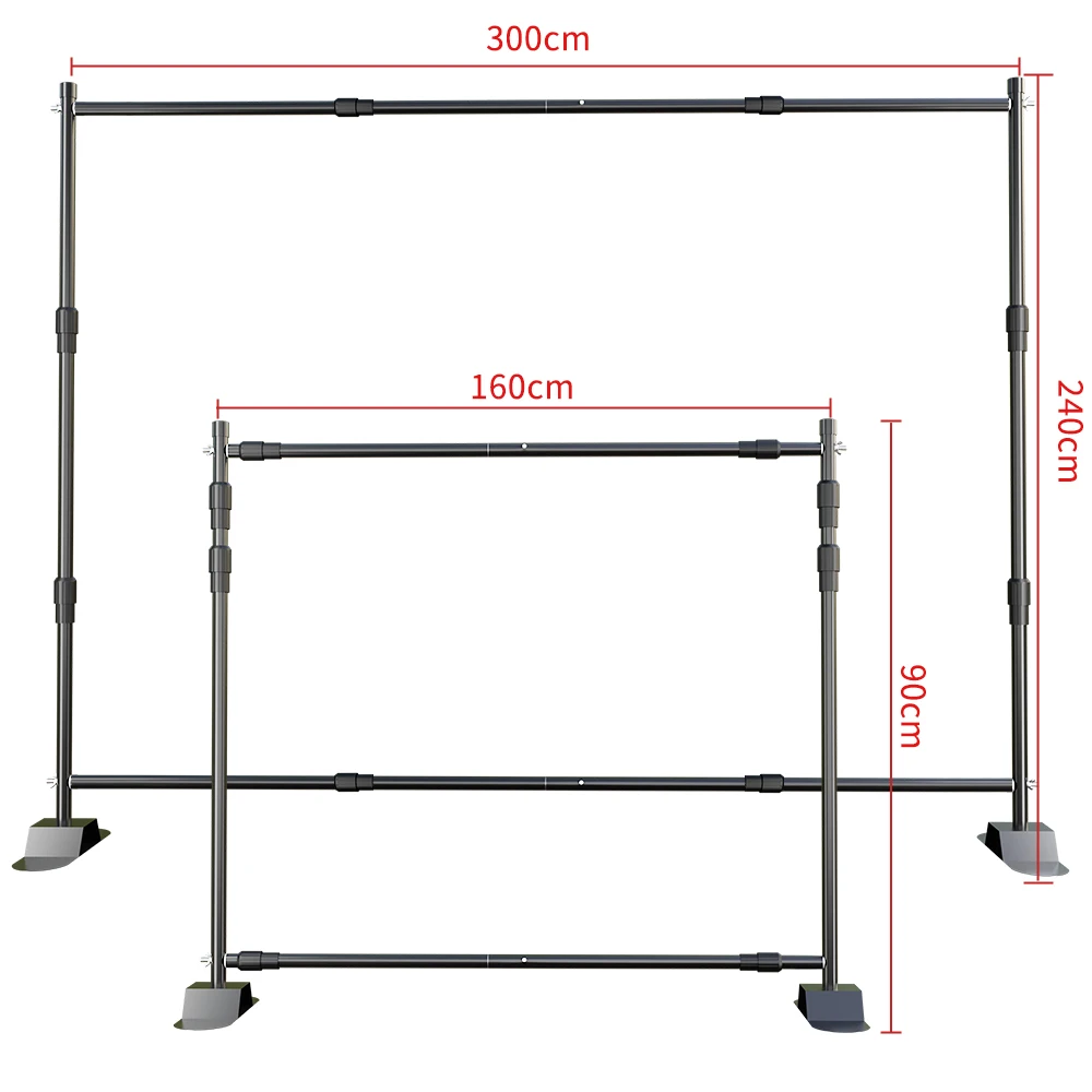 SH 2.4*3.0M Telescopic Background Support Pole Stand Heavy Duty Base for Photography Backdrop Show Party Adjustable Frame Weddin