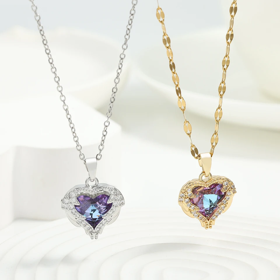 Classics Heart Of The Ocean Love Necklace For Women Personalized Silver Color Gold Color Metal Pendant Party Daily Jewelr